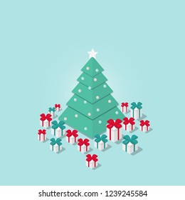 Christmas tree with lots of gift boxes