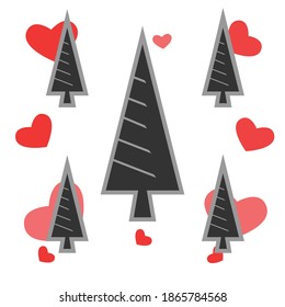 Christmas tree with love background illustration vector 