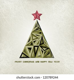 Christmas tree. Low poly. Trendy hipster style