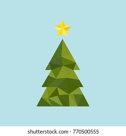 Christmas tree in low poly triangle style