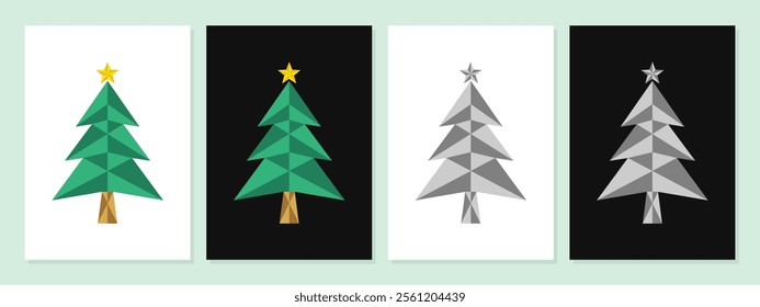 Christmas tree lowpoly art colorful style vector template. Christmas tree polygonal design. Christmas, holiday, greeting card, decoration, vector, ornaments.