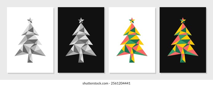 Christmas tree lowpoly art colorful style vector template. Christmas tree polygonal design. Christmas, holiday, greeting card, decoration, vector, ornaments.