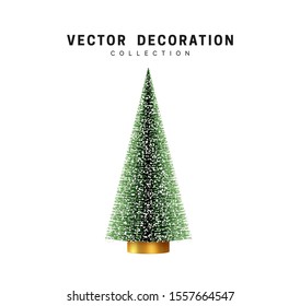 Christmas tree lush green decorative. Xmas object isolated on white background