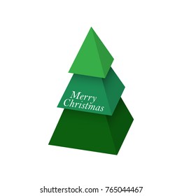 Christmas tree made of 3d green pyramids. Vector icon for Christmas design