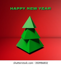 Christmas tree made of 3d low poly pyramids
