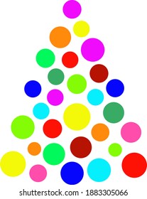 Árbol de Navidad hecho de bolas de diferentes colores. Vector de silueta prudente sobre fondo blanco.