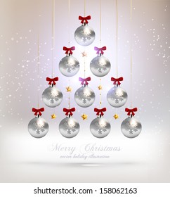 Christmas Tree Made Of Baubles, Vector