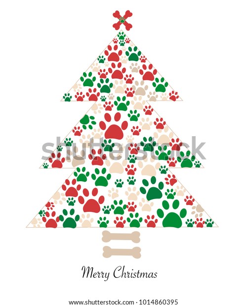 Download Christmas Tree Made Bone Paw Prints Stock Vector (Royalty ...