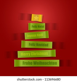 Christmas tree made with bookmarks. Merry Christmas concept.