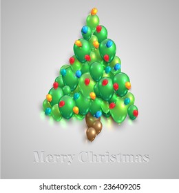 Christmas tree made by balloons, vector 