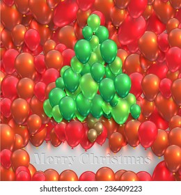 Christmas tree made by balloons, vector 