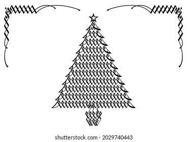 Árbol de Navidad hecho por marco de decoración negro (horizontal)