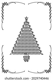 Árbol de Navidad hecho por marco de decoración negro (vertical)