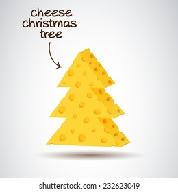 Christmas tree made from cheese, new year symbol.