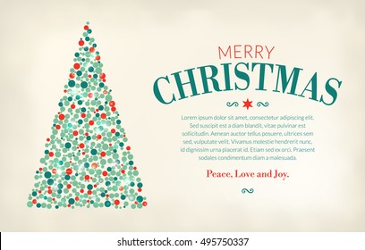 Christmas tree made from circles, classic vintage look, vector illustration