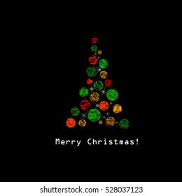 Christmas Tree Made Of Circles. Vector