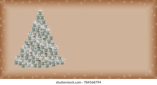 Christmas tree made of cups on a beige background