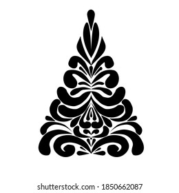 Christmas tree made of curls. Suitable for window stickers.