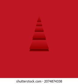 Christmas tree made of cut red paper. Vector illustration. Paper craft. Concept. Blank for a holiday card