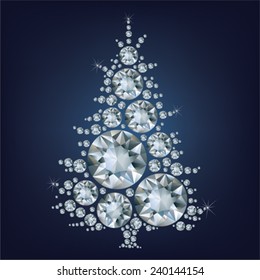Christmas tree made a lot of diamonds