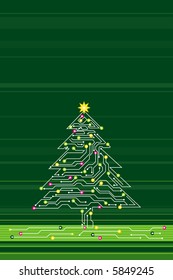 christmas tree  made of electronics elements, vector illustration