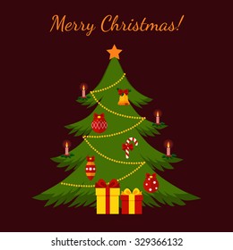 Christmas tree made in flat style