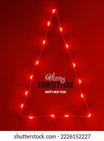 Christmas tree made of garlands. New Year and Christmas background. Vector illustration