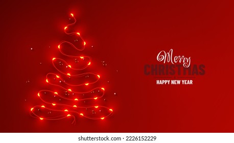 Christmas tree made of garlands. New Year and Christmas background. Vector illustration