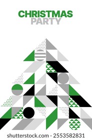 Christmas tree made of geometric shapes. For flyer, greeting card, poster, banner, Christmas party invite. 