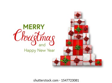 Christmas tree made from gift boxes