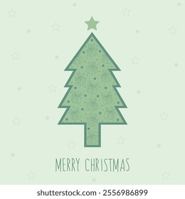 Christmas tree made of gift boxes and stars green vector illustration