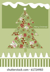 Christmas tree made with gifts, vector