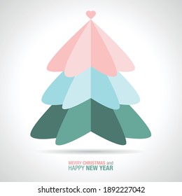 Christmas Tree made from heart, sample vector illustration with pastel colors