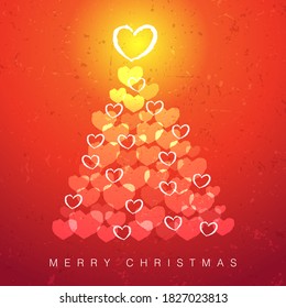 Árbol de Navidad hecho de corazones - Arte vectorial