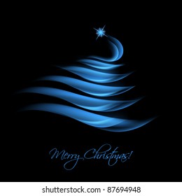 Christmas tree made of light waves vector illustration