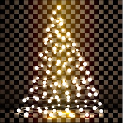 Christmas Tree Made Of Lights On A Transparent Background. Vector Illustration.