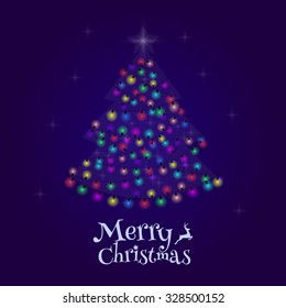 Christmas Tree made of lights. Vector illustration