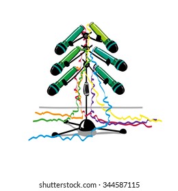 Christmas tree made of the microphones.