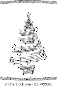 Árbol de Navidad hecho con marco de puntuación de música (vertical)