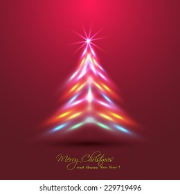 Christmas tree made of neon lights effect