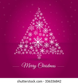 Christmas tree made osnowflakes. Eps 10. Vector illustration. Merry Christmas 2016