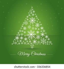 Christmas tree made osnowflakes. Eps 10. Vector illustration. Merry Christmas 2016