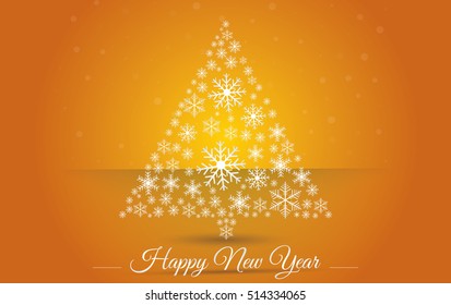 Christmas tree made osnowflakes. Eps 10. Vector illustration. Happy New Year 2017