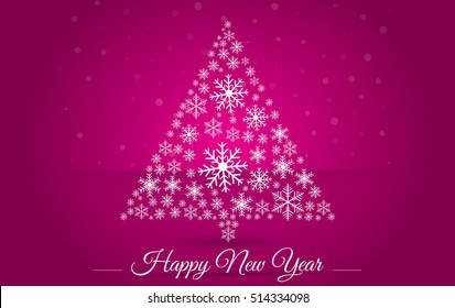 Christmas tree made osnowflakes. Eps 10. Vector illustration. Happy New Year 2017