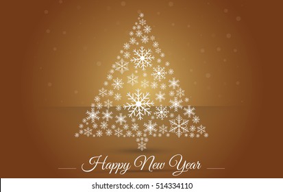 Christmas tree made osnowflakes. Eps 10. Vector illustration. Happy New Year 2017