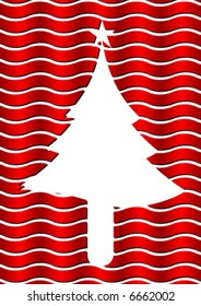 Christmas tree made out of ornamental red ribbons