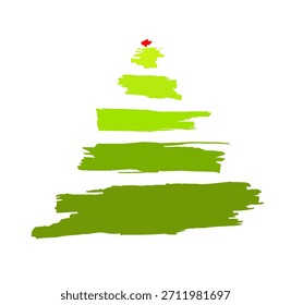 Christmas tree made of paint strokes. hand drawing. Not AI, Vector illustrations.