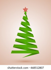 Christmas tree made from paper stripe, vector illustration