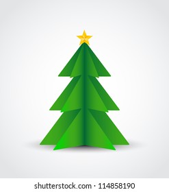 Christmas tree made of paper, vector illustration