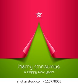 Christmas tree made of paper. Vector background for design